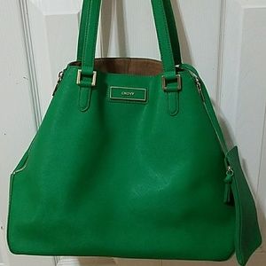 DKNY Large Green Leather Purse